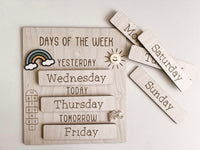 Days Of The Week Learning Board