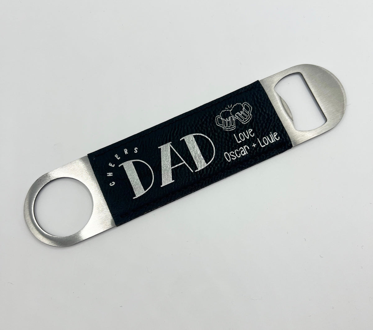 Stainless + Leather Bottle Opener