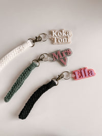 Macrame Name Tag Keyring