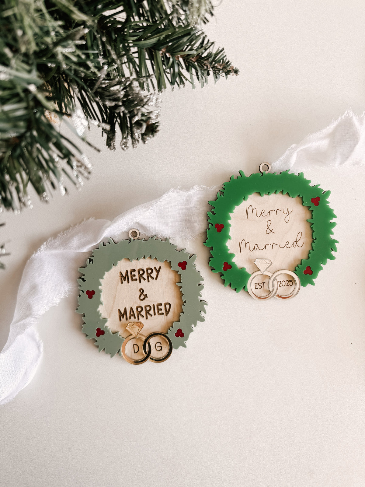 Merry & Married Wreath Ornament