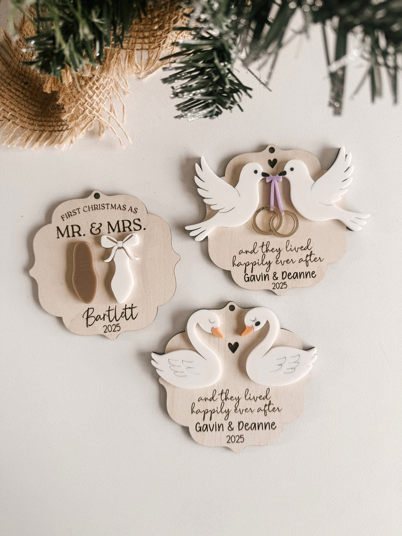 Dove marriage ornament
