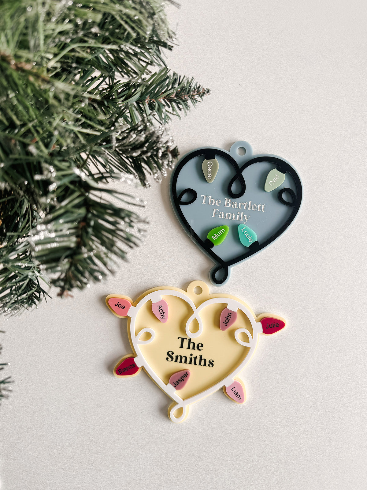 Family lights heart ornament