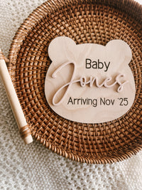 Bear Baby Announcement plaque
