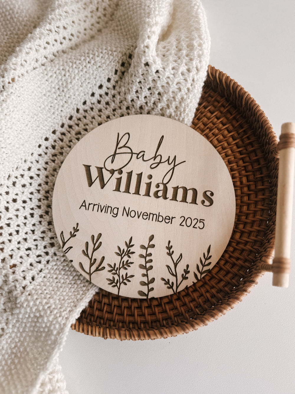 Baby Announcement Leafy Vine Plaque